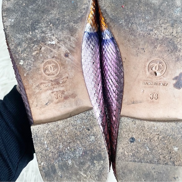 Chanel Interlocking CC Logo Ballet Flat Python Pink Multicolor size 38 - Picture 6 of 12